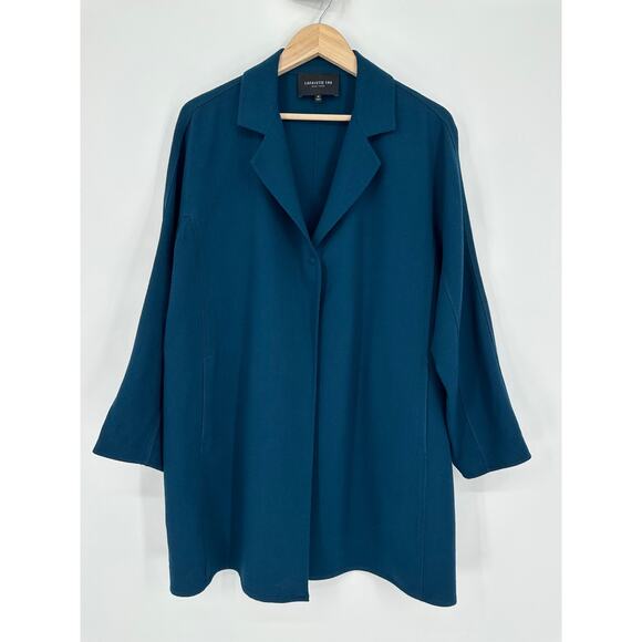 LAFAYETTE 148 100% Wool Coat Snap Notch Lapel Long Jacket Topper Cardigan - Picture 1 of 10